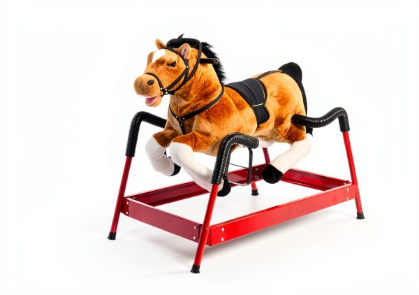 Qaba Durable Plush Toddlers Spring Rocking Horse, Bouncing Rocker Toy with Realistic Sounds-5