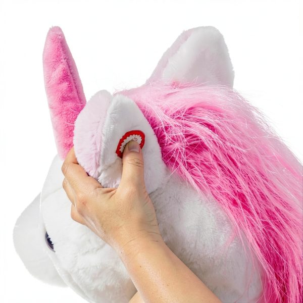 Qaba Unicorn Baby Rocking Horse Toy for Kids with Lullaby Song, Plush Ride on Horse with Heavy-Duty Support System, Interactive Toy Pretend Play Toy for Toddlers 18-36 Months-7