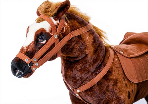 Qaba Sound-Making Ride On Horse for Toddlers 3-5, with Neighing and Galloping Sound, Stuffed Animal Horse Toy for Kids with Padding, Soft Feel, Brown-8