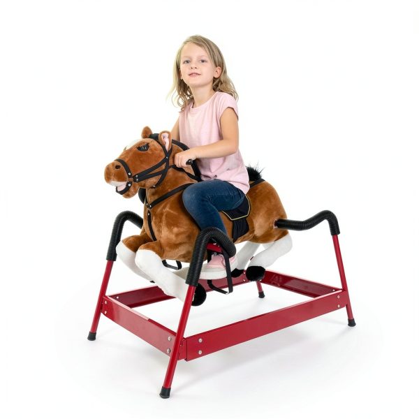 Qaba Durable Plush Toddlers Spring Rocking Horse, Bouncing Rocker Toy with Realistic Sounds-1