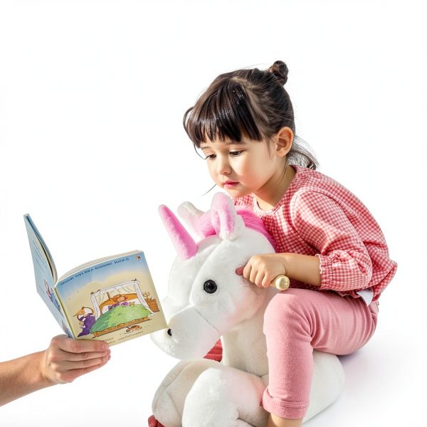 Qaba Unicorn Baby Rocking Horse Toy for Kids with Lullaby Song, Plush Ride on Horse with Heavy-Duty Support System, Interactive Toy Pretend Play Toy for Toddlers 18-36 Months-8