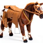 Qaba Sound-Making Ride On Horse for Toddlers 3-5, with Neighing and Galloping Sound, Stuffed Animal Horse Toy for Kids with Padding, Soft Feel, Brown-0