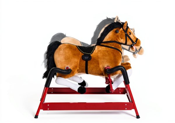 Qaba Durable Plush Toddlers Spring Rocking Horse, Bouncing Rocker Toy with Realistic Sounds-2