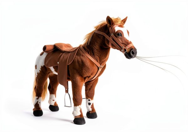 Qaba Sound-Making Ride On Horse for Toddlers 3-5, with Neighing and Galloping Sound, Stuffed Animal Horse Toy for Kids with Padding, Soft Feel, Brown-3