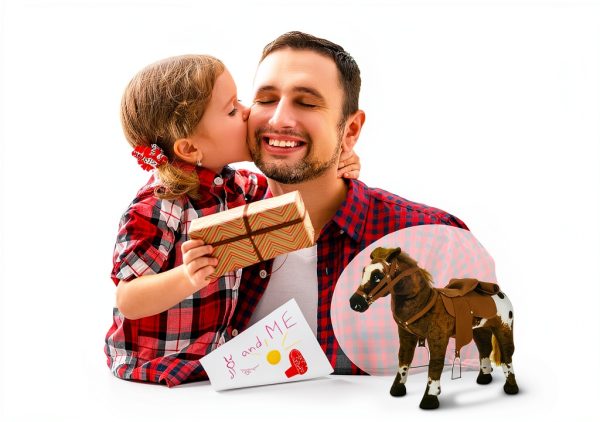 Qaba Sound-Making Ride On Horse for Toddlers 3-5, with Neighing and Galloping Sound, Stuffed Animal Horse Toy for Kids with Padding, Soft Feel, Brown-2