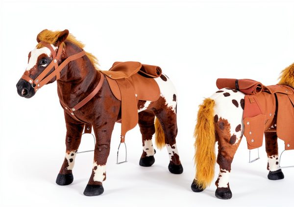Qaba Sound-Making Ride On Horse for Toddlers 3-5, with Neighing and Galloping Sound, Stuffed Animal Horse Toy for Kids with Padding, Soft Feel, Brown-4