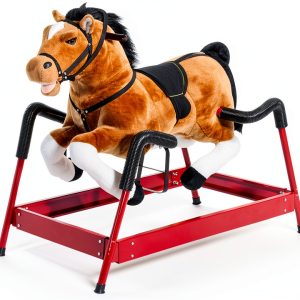 Qaba Durable Plush Toddlers Spring Rocking Horse, Bouncing Rocker Toy with Realistic Sounds-0