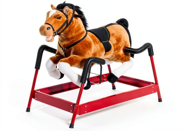 Qaba Durable Plush Toddlers Spring Rocking Horse, Bouncing Rocker Toy with Realistic Sounds-0